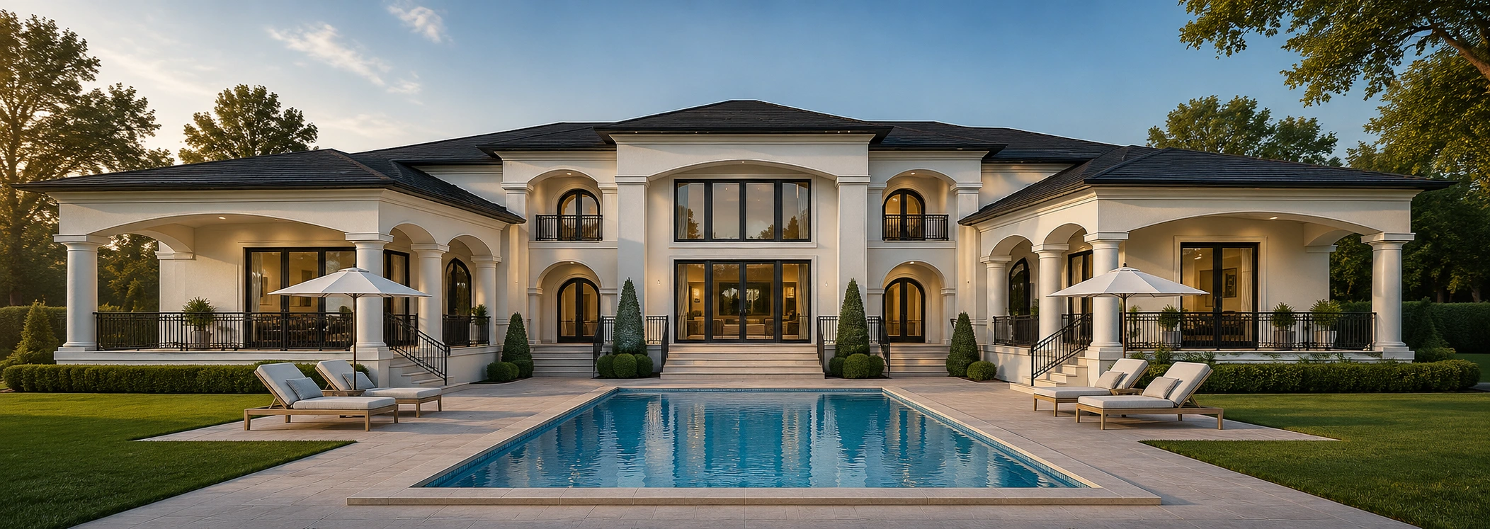 Luxury mansion with pool architectural render