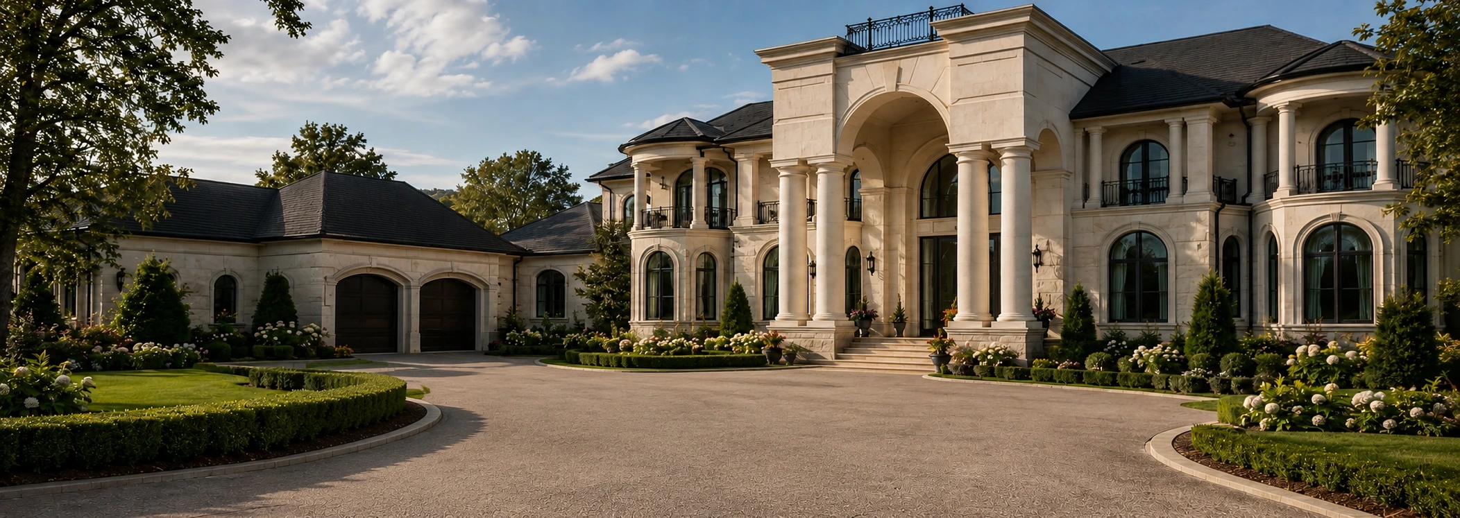 Elegant mansion driveway architectural render
