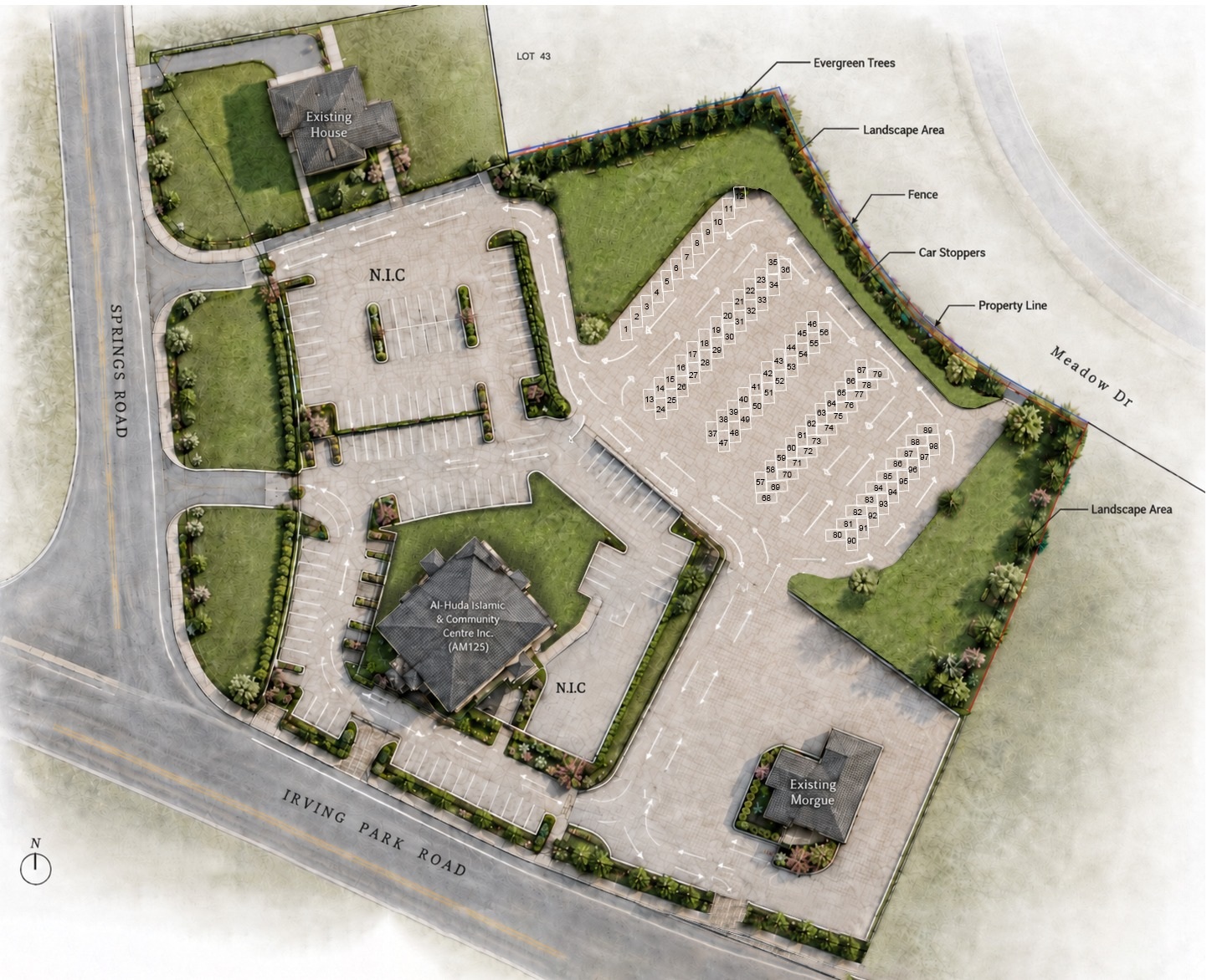 Masjid Al Huda parking lot and site access
